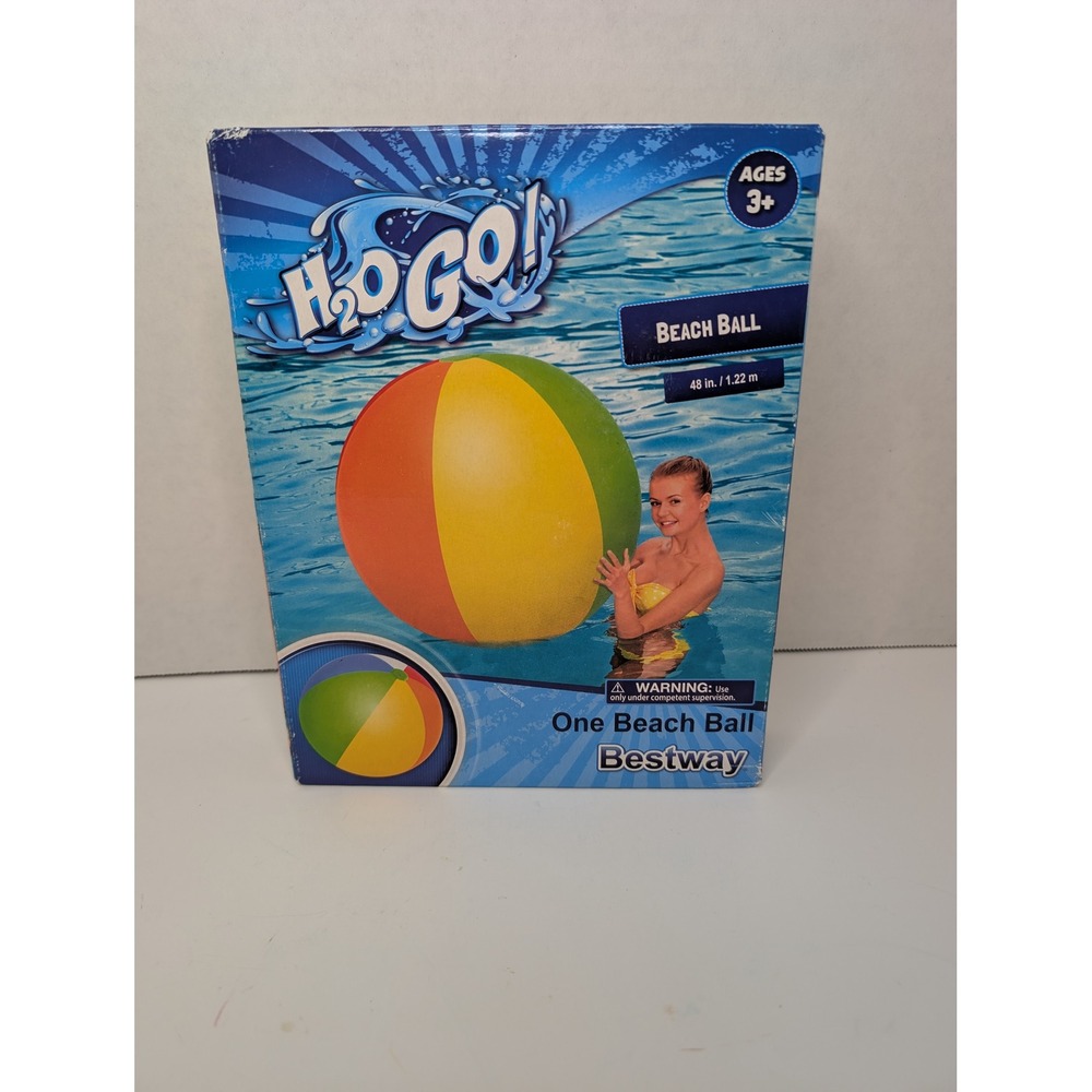Bestway H2O GO! Large Inflatable Beach Ball 48 Inch Multi-Color Pool Toy Ages 3+